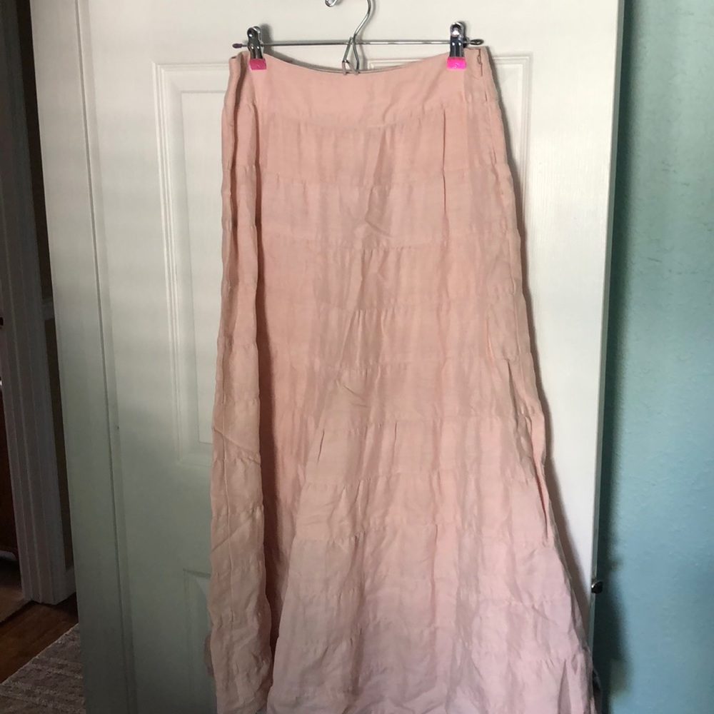 Old Navy Ladies Blush Tiered Linen Maxi Skirt Sz6